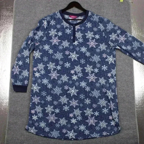CARISMA fleece pajama top XL blue with‎ white snowflakes - Picture 5 of 10